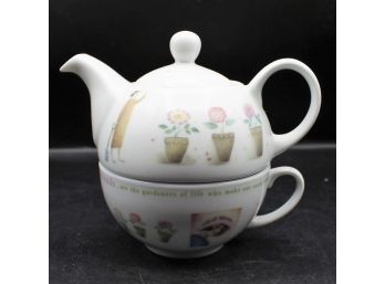 Spice Of Life 3 Pc. Teapot Tea Cup Set By Judith Glover