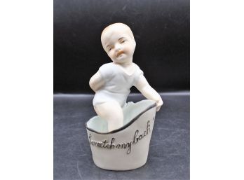 Rare Scratch My Back Child In Tub Porcelain Figurine