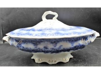 Wood & Son 'Argyle' Semi Porcelain Flow Blue Covered Vegetable Dish, 1898