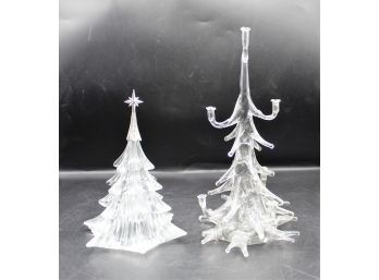 Pair Of Decorative Christmas Tree Figurines