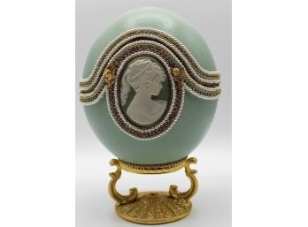 Vintage Egg Shaped Victorian Cameo Trinket Holder