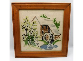 Finished Stamped Cross Stitch Watermill By Grace Stuim