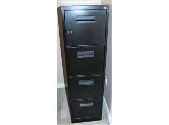HON 4-Drawer Vertical File Cabinet, Locking, Letter, Black, 26.5'D