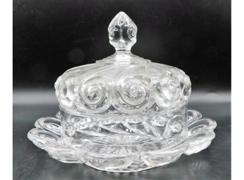 Antique Snail Pattern  Crystal Butter Dish