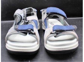 Hotter Women's Trav X1 Royal Blue Pebble Grey Nubuck Shoes W/ Box