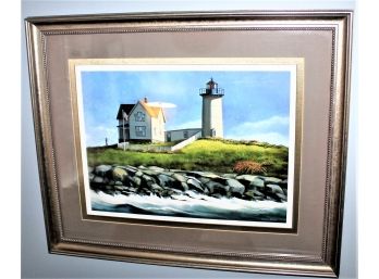 Cape Neddick - The Nubble Light 1879 Artist Proof Lithograph 20/200 By Charles B. Cooke