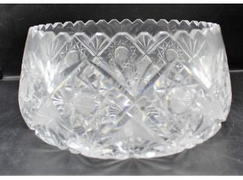 Vintage Cut Crystal Fruit Bowl / Centerpiece W/ Sawtooth Rim