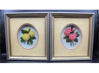 English Garden Flowers By Rosanne Sanders - Begonia & Rose - Framed Franklin Mint WITH CERTIFICATE OF AUTHINTI