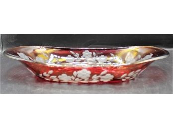 Stunning Frosted Floral Decorated Oval Serving Platter