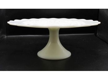 Spanish Lace Fenton Vintage White Milk Glass Cake Stand / Wedding Cake Plate