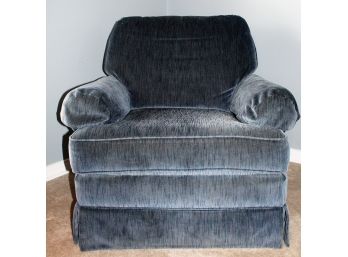 Vintage Upholstered Dark Blue Reclining Arm Chair