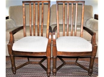 Thomasville Mission Style Dining Arm Chairs - Pair Of Two