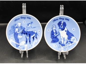 Pair Of Rare Mors Dag Limited Edition Collectible Plates