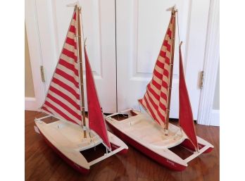 Rare 1964 Tammy 7 Ted Doll Catamaran Sailboats - Pair Of Two