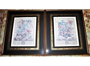 Pair Of Vintage Floral Prints - Framed