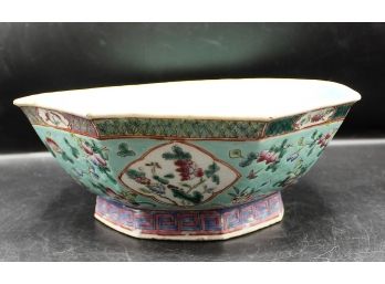 Vintage 1920-1930s Chinese Famille Floral Porcelain Octagonal Bowl