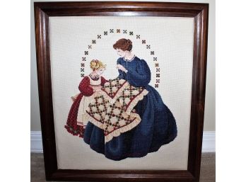 The Quiltmaker - A Lavender And Lace Cross Stitch Pattern - Framed