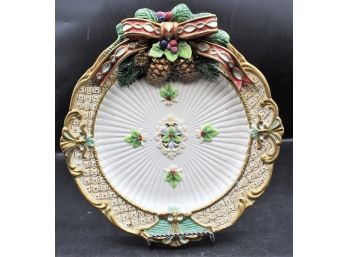 Fitz And Floyd Christmas Florentine Ribboned Candy Dish
