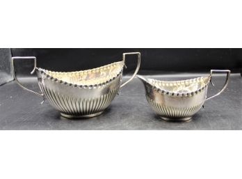 Antique Silver Plated Sugar Bowl And Creamer