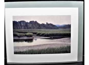 Soothing 'Lone Egret', By Michael Story Igned And Numbered Limited Edition Reproduction Print