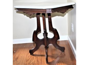 Antique Marble Top Parlor Victorian Table Walnut