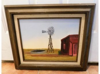 Farm Morning Watercolor - Framed / Windmill Watercolor