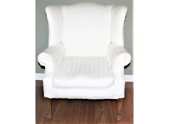Vintage Upholstered Wingback Chair - White