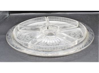 Shelton Wares Glass Decorative Silver Plated Lazy Susan Relish Tray