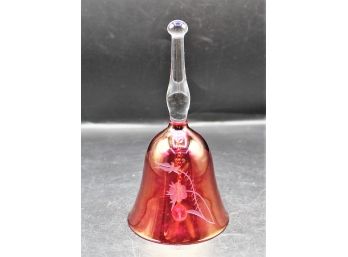 Cranberry Cut To Clear Etched Crystal Bell