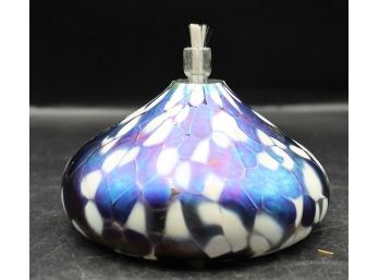 Vintage Iridescent Art Glass Oil Lamp