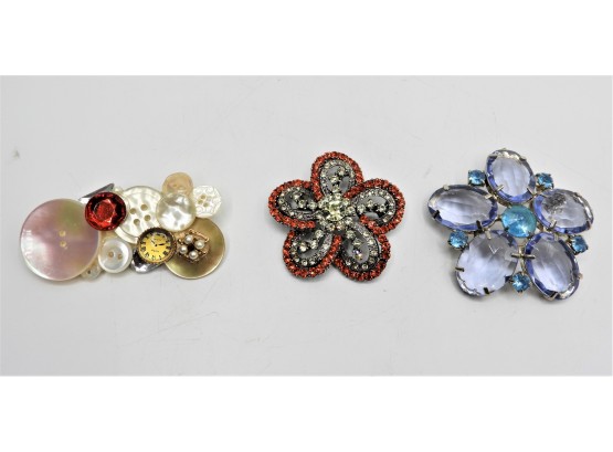 Costume Jewelry Pins -Assorted Set Of 3