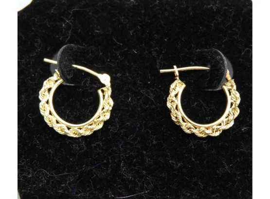 Gold-tone Rope Style Small Hoop Earrings