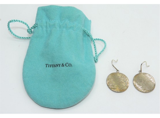 Tiffany & Co. Sterling Silver Round Disc Notes Drop Dangle Earrings