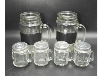 Assorted Set Of 6 Mason Jars - 2 With Chalkboard Label & 4 Mason Shooter Jars