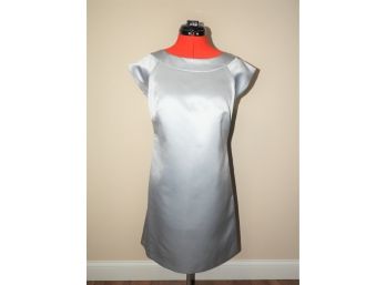 Classy BCBG Silky Light Gray Dress - SIZE 8Key Hole Back With Button Closure.