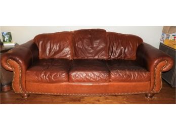 Thomasville Comfortable Soft Brown Leather Sofa