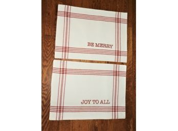 St. Nicholas Square Placemats 'be Merry' & 'joy To All' Set Of 2