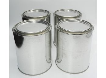 Set Of 4 Quart Silver Metal Paint Cans