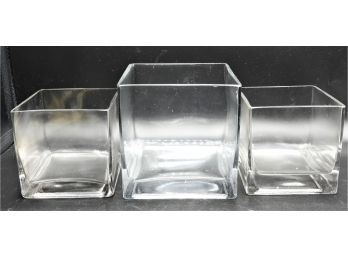 Square Glass Vases Assorted Set Of 3