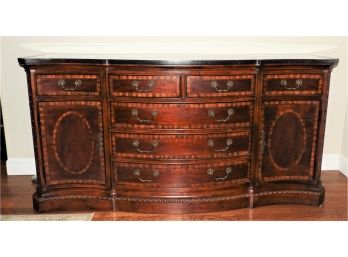 Elegant Collezione Europa Black Marble Top Inlaid 9-drawer Buffet Cabinet