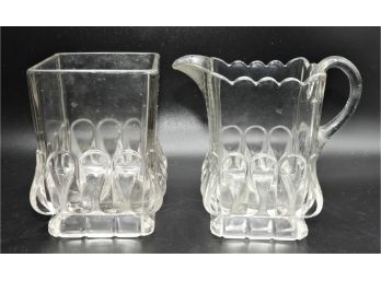 Matching Glass Pitcher & Square Glass Sugar Bowl