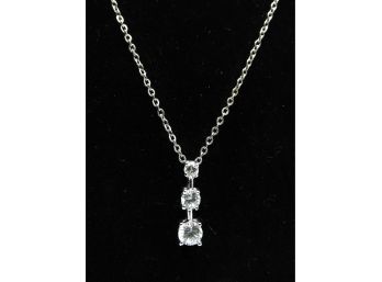 Elegant 3-stone Faux Diamond Like Pendant Necklace 18'L