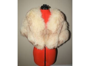 Vintage Stylish Tan/cream Fur Cape - One Size