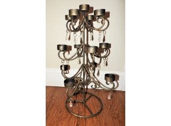 Multi-tealight Metal Candelabra With Hanging Faux Crystals