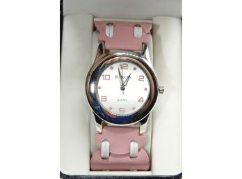Rumours Quartz Ladies Watch With A Pink & White Leather Band- NEW