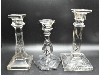 Glass Candlesticks -Assorted Set Of 3
