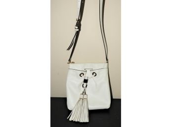 Michael Kors White Leather Cross Body Bag With Tassel