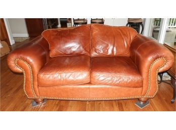 Thomasville Comfortable Soft Brown Leather Loveseat