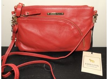NEW Emma Fox Very Pretty Red Leather Cross Body Bag -