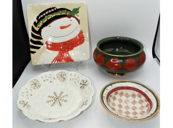 Holiday Plate & Bowls Assorted Set Of 4